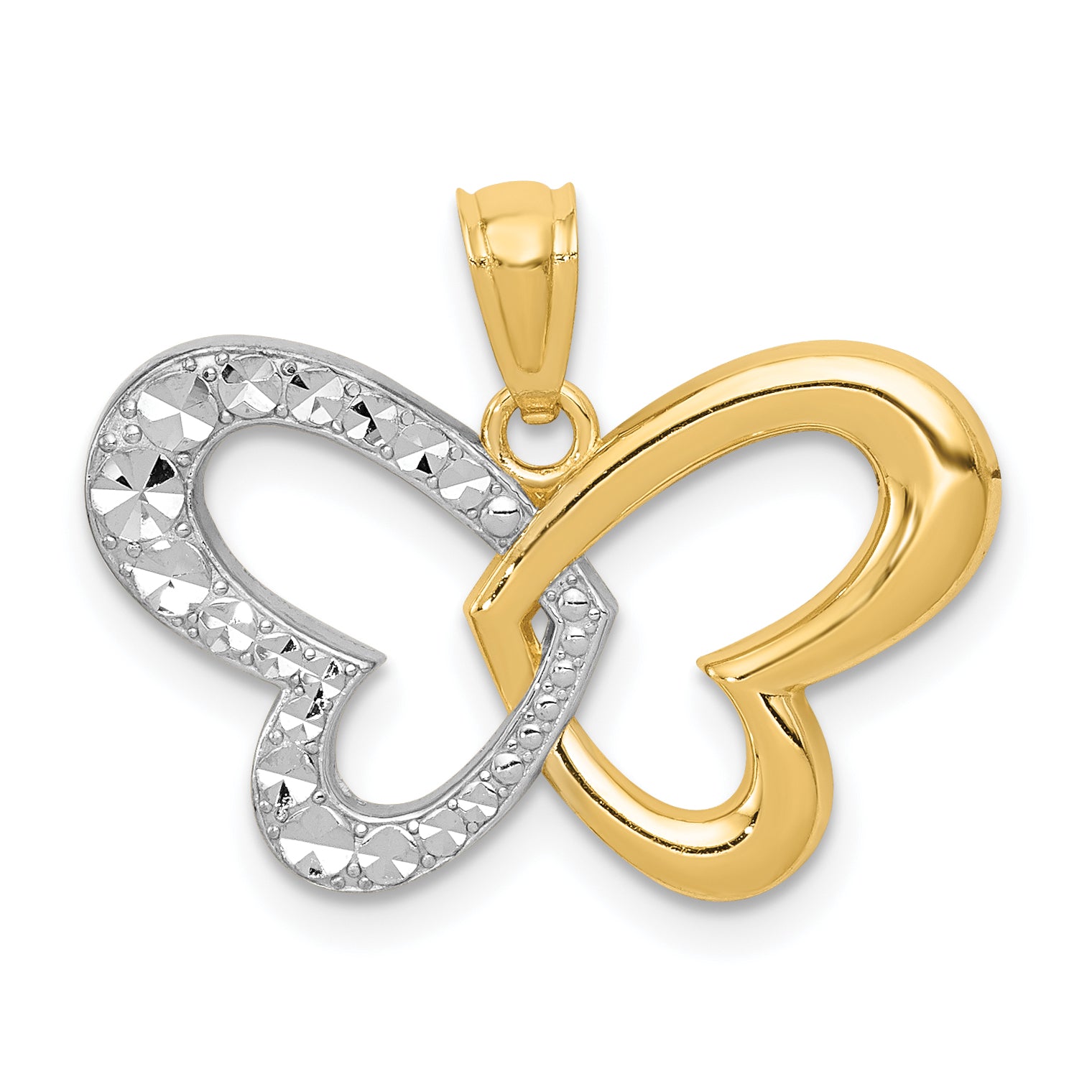 14k w/Rhodium Diamond Cut Butterfly Pendant Main image