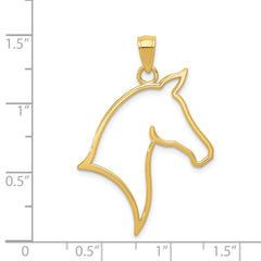 14K Gold Polished Horse Head Pendant for Men Solid & Reversible