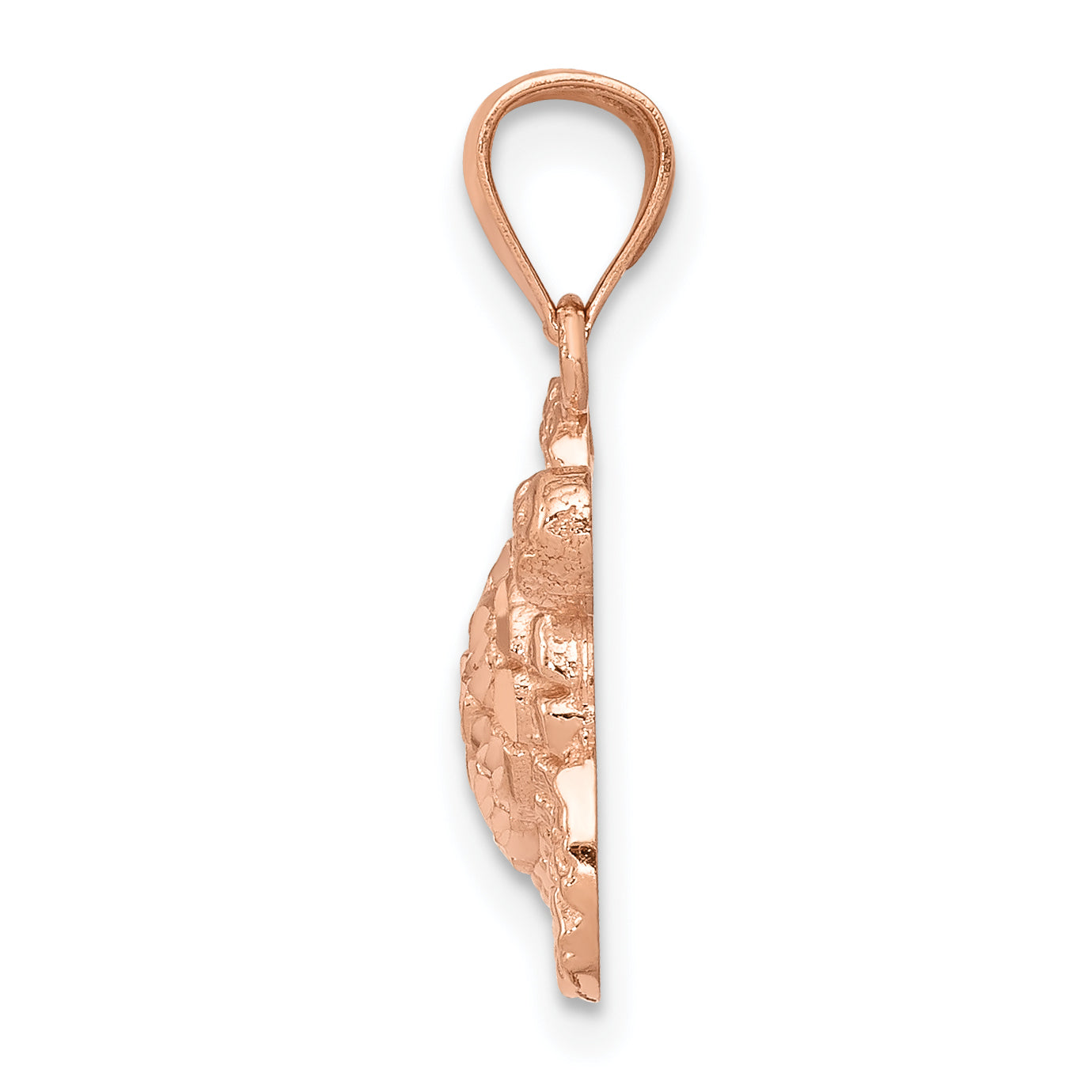 14K Rose Gold Diamond Cut Turtle Pendant for Men Polished & Solid