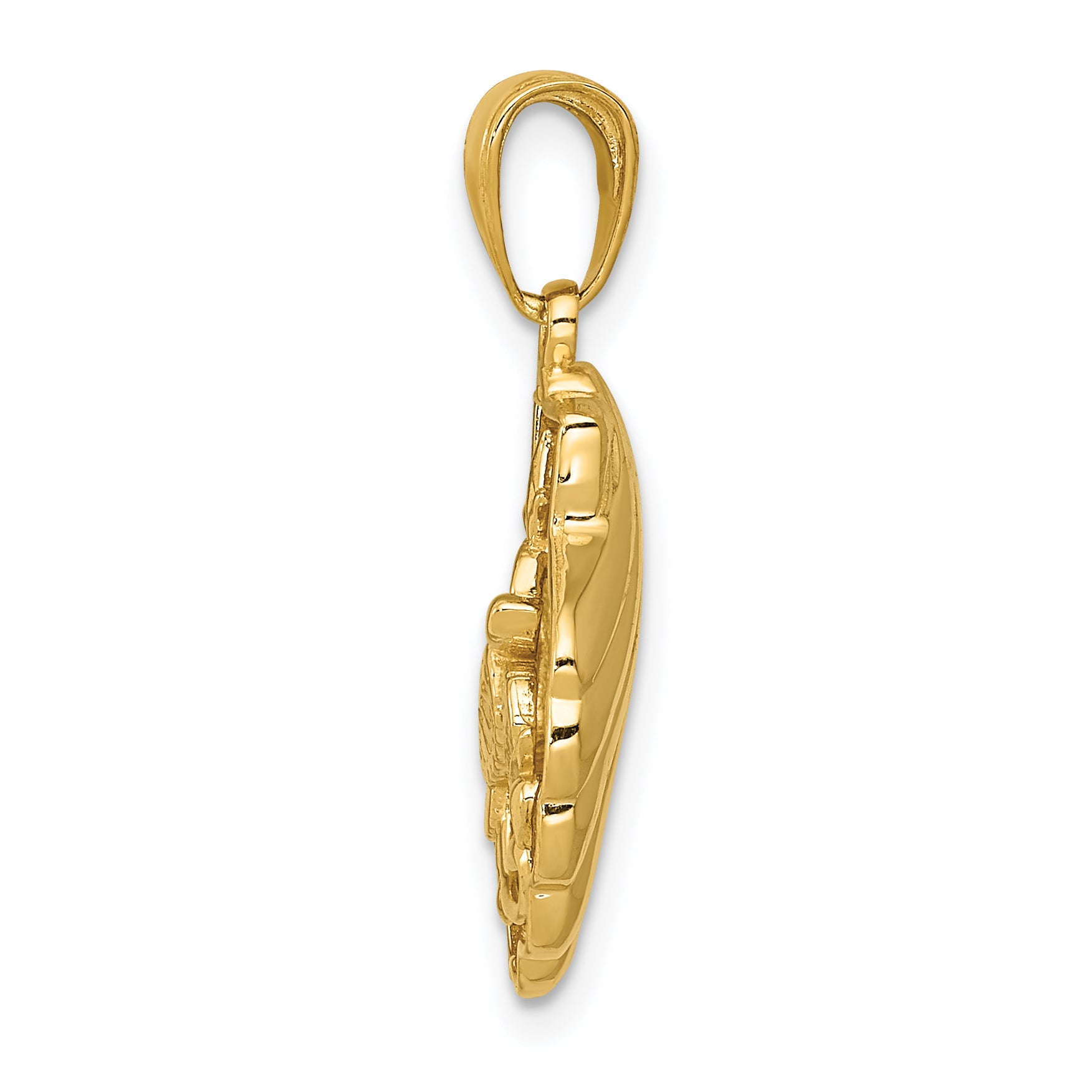 14K Gold Sea Turtle Pendant with Polished Finish and 3D Design Secondary image