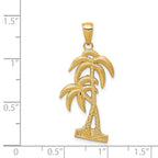 14K Gold Palm Trees Pendant with Polished Textured Finish  Elegant and Themed