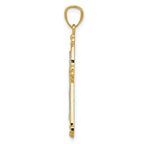 14K Gold and Rhodium Diamond-Cut Cross Pendant  Elegant Solid Design