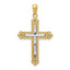 14K w/Rhodium Diamond Cut Cross Pendant