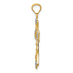 14K Gold Reversible Cross Pendant with Rhodium Accent  Solid, Elegant Design