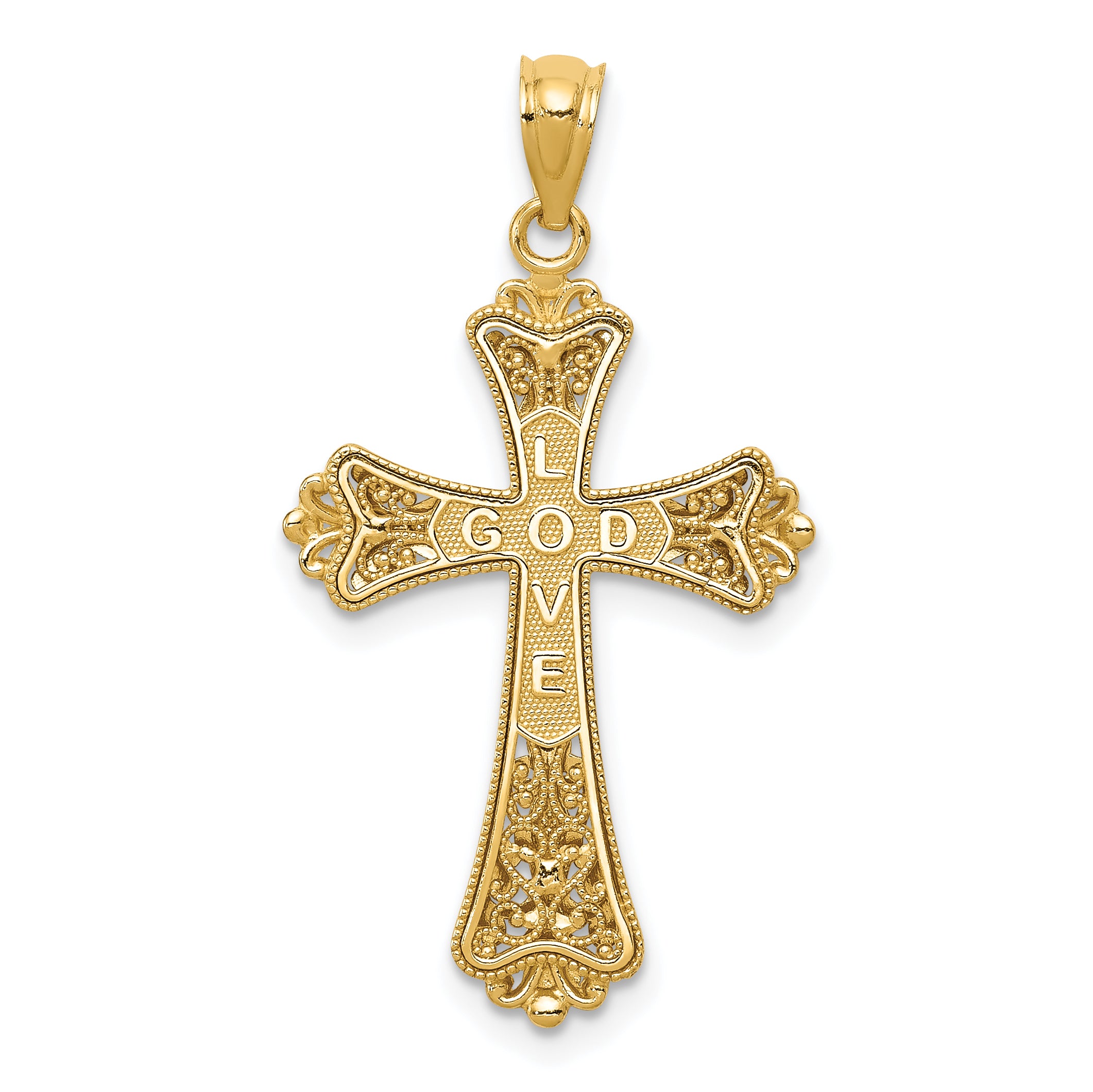 14K Gold Reversible Cross Pendant with Rhodium Accent  Solid, Elegant Design