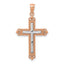 14K Rose Gold w/Rhodium Diamond-Cut Cross Pendant