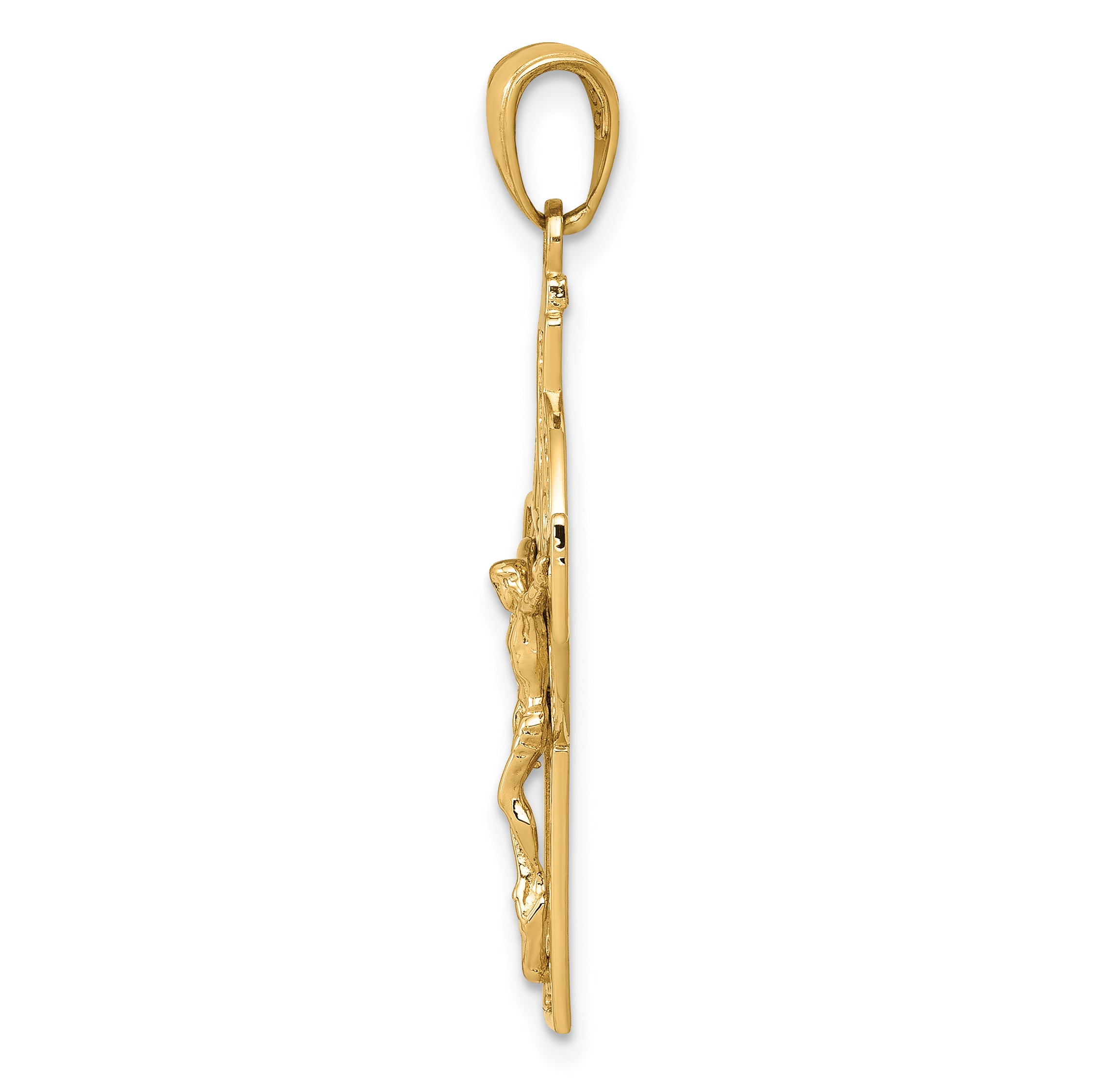 14K Gold Polished Celtic Crucifix Pendant Elegant Casted Design Secondary image