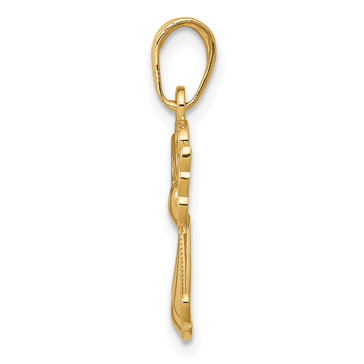 14K Gold Guardian Angel Heart Pendant with Textured Polished Finish Secondary image