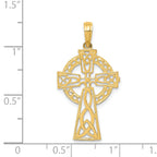 14K Gold Polished Celtic Cross Pendant with Solid Cast Design