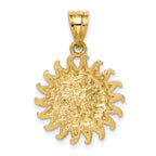 14K White Rhodium Brushed Sun and Moon Pendant