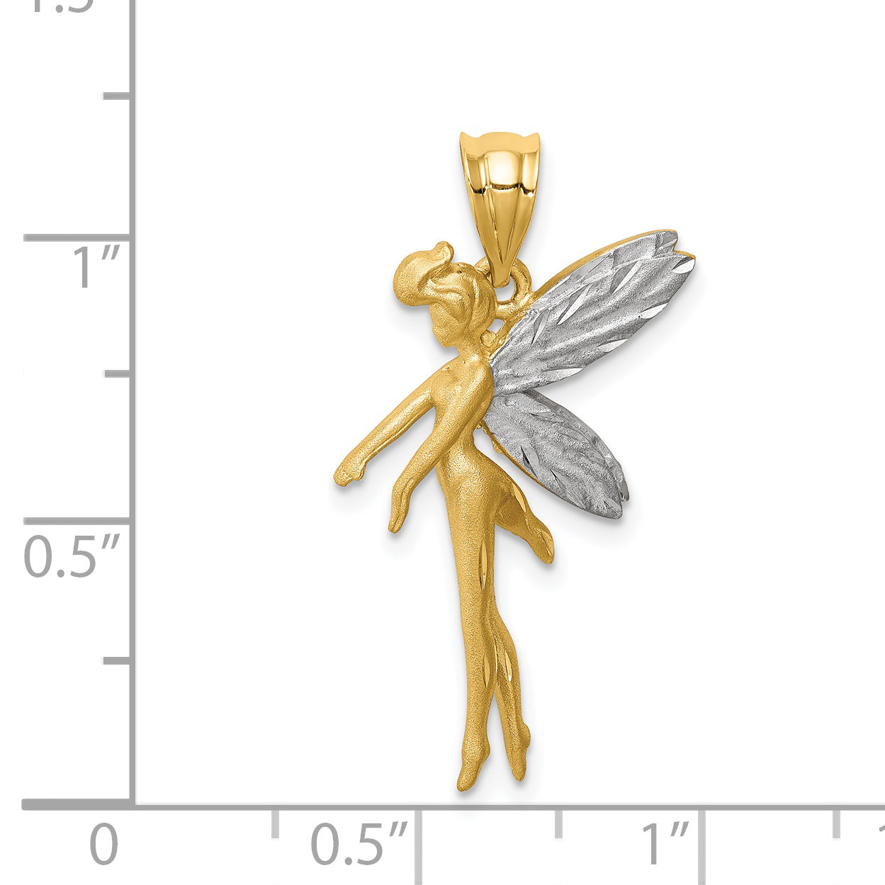 14k and White Rhodium D/C Fairy Pendant