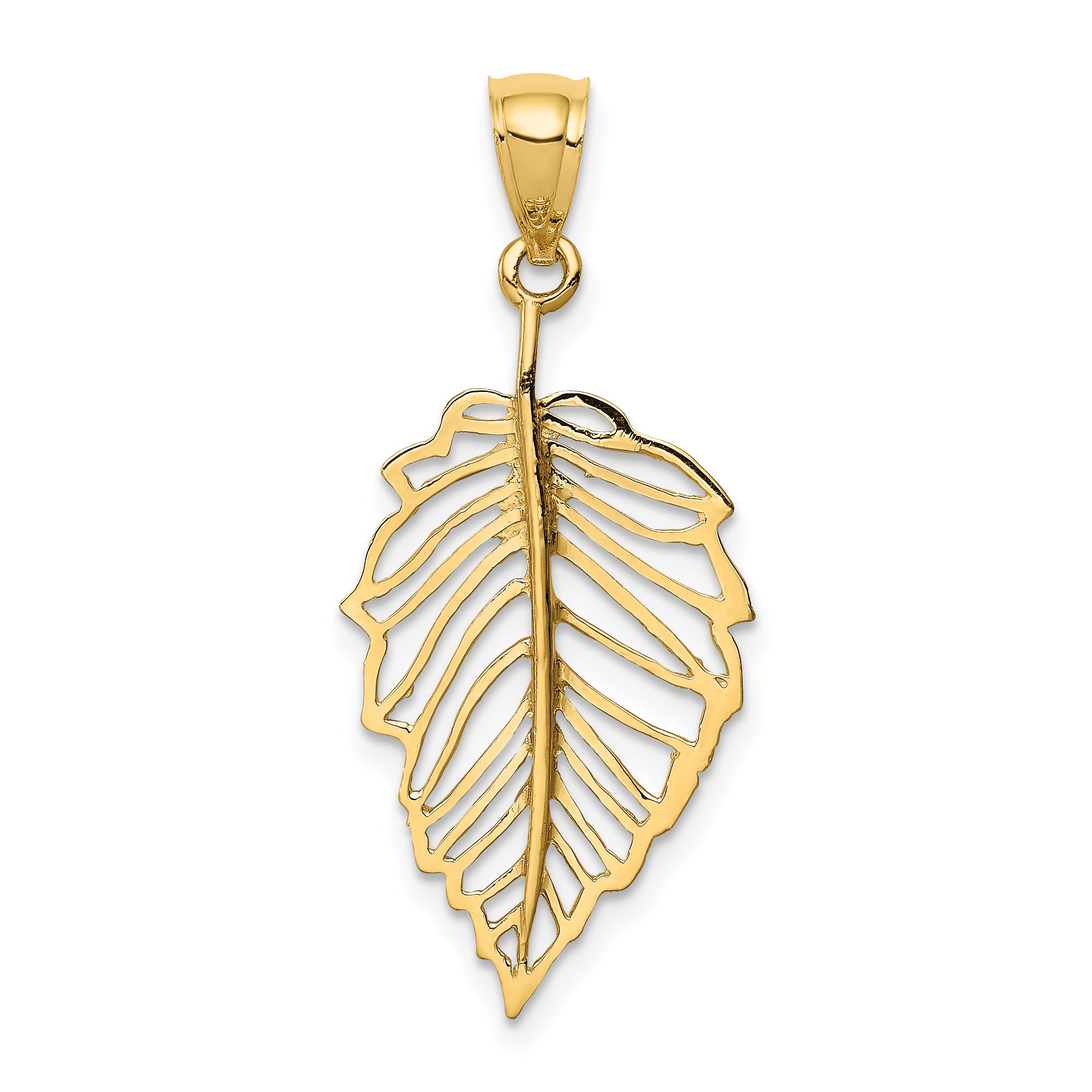 14K Polished Leaf Pendant Main image
