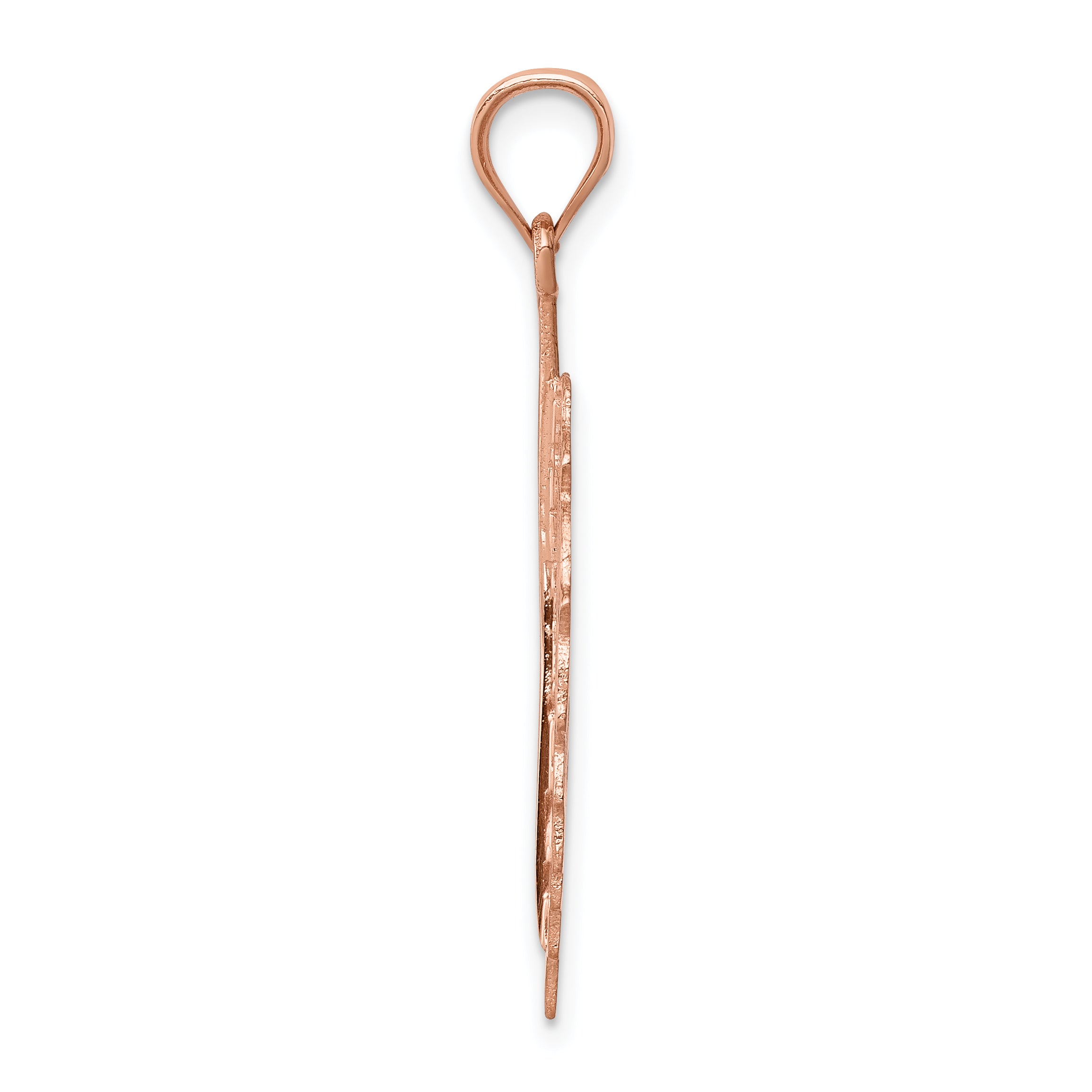 14K Rose Polished Leaf Pendant Secondary image