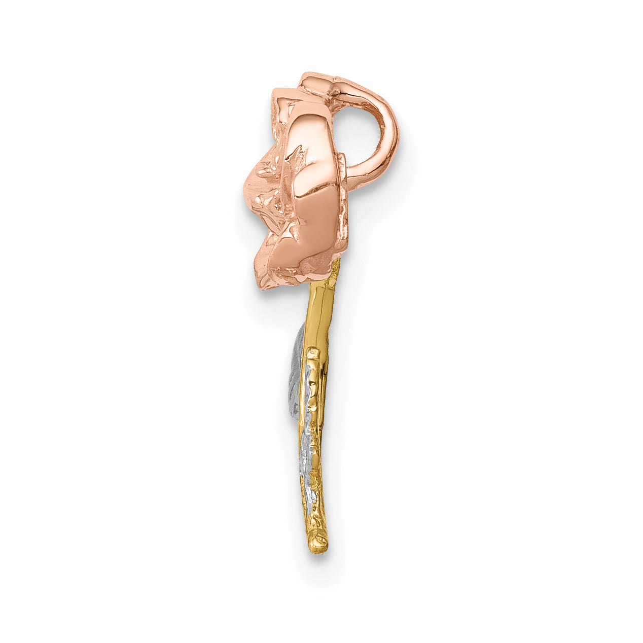 14K Two-tone w/White Rhodium Polished Rose Chain Slide Secondary image