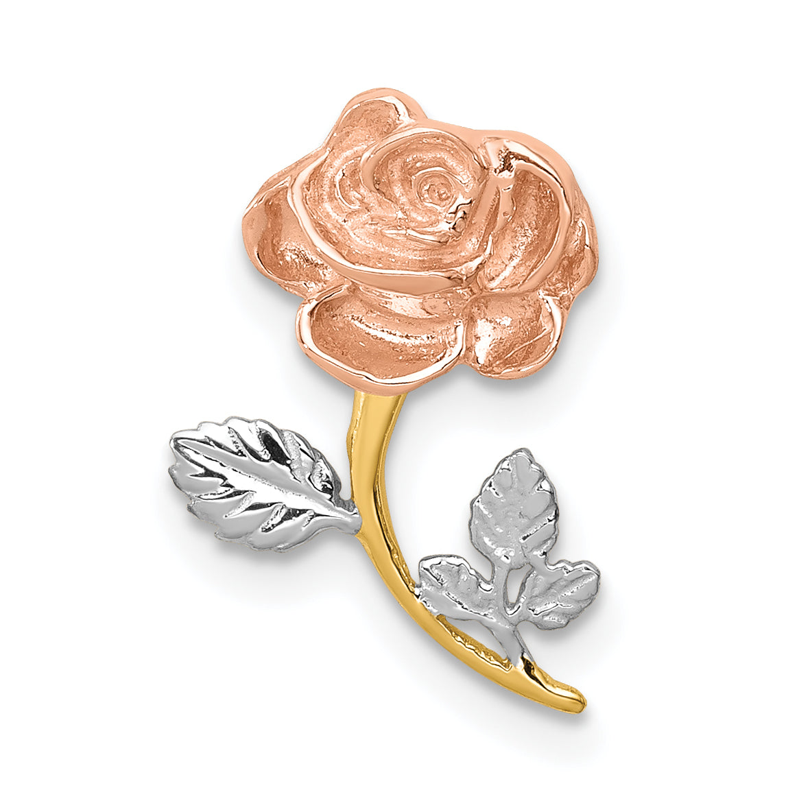 14K Two-tone w/White Rhodium Polished Rose Chain Slide Main image