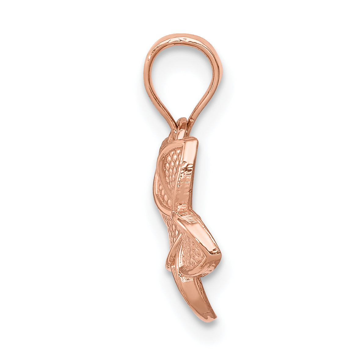14K Rose Polished Mini Plumeria Pendant Secondary image