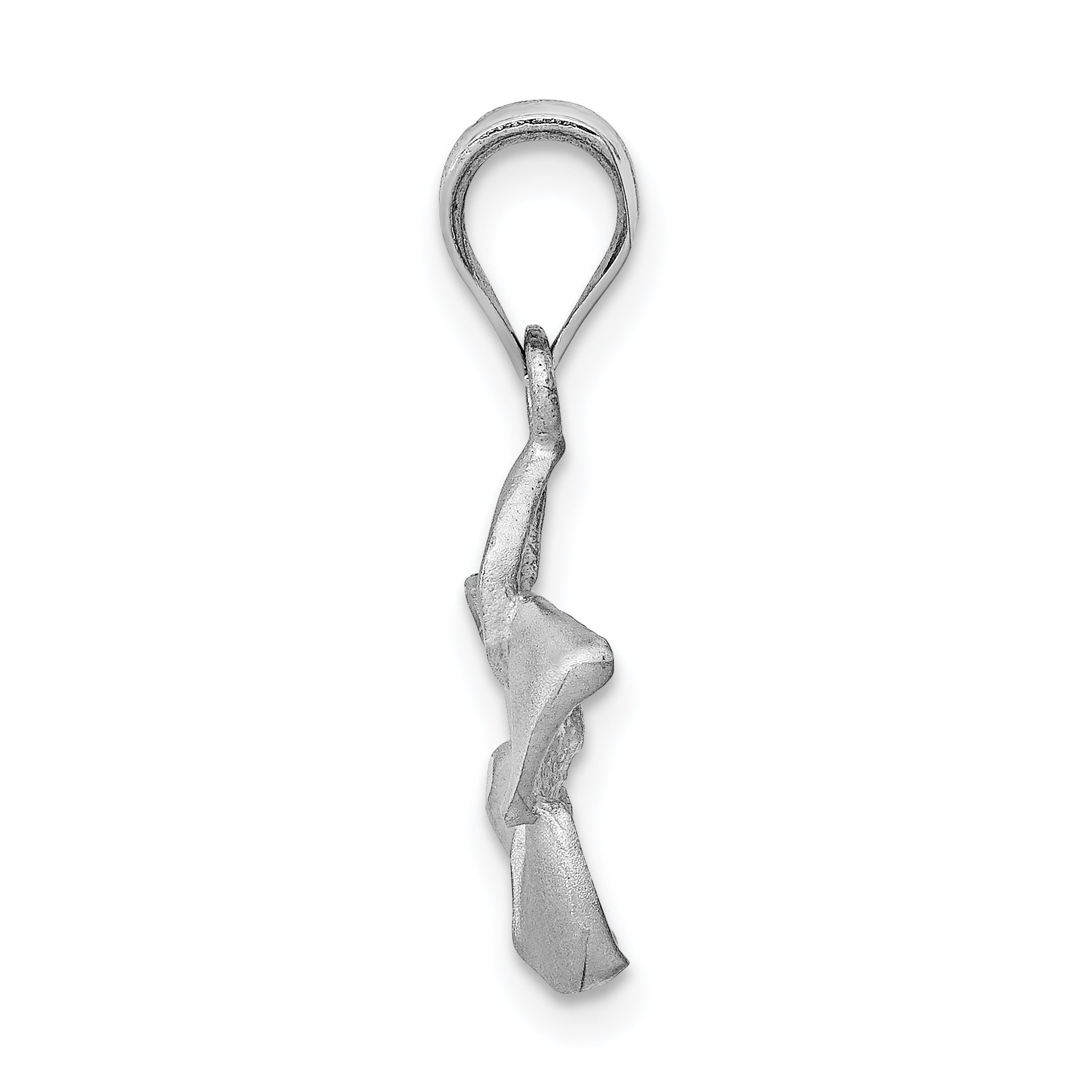14K White Brushed and Diamond-cut Plumeria Pendant Secondary image