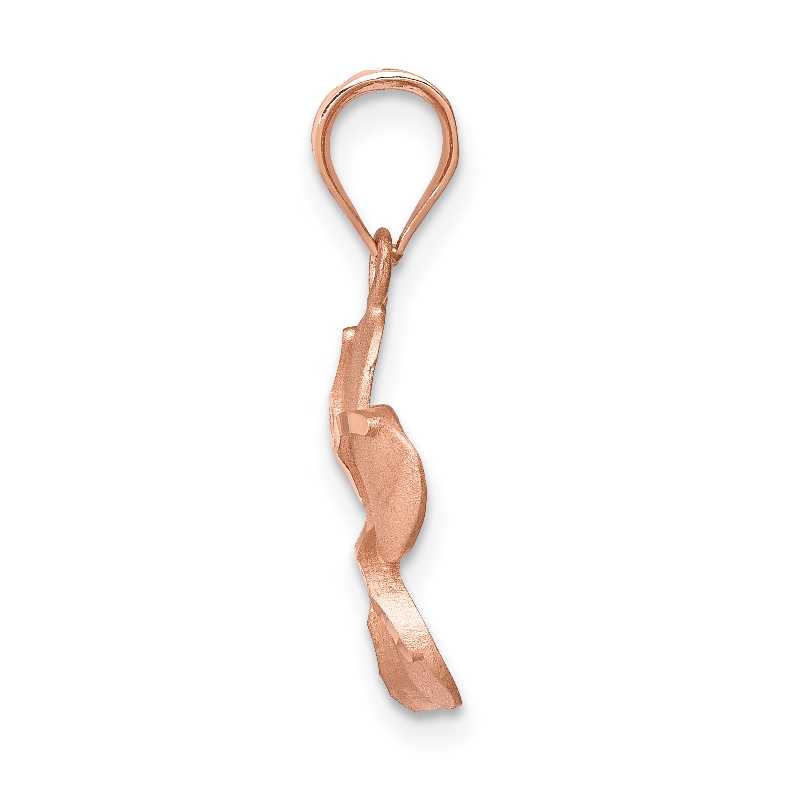 14K Rose Brushed Diamond-cut Plumeria Pendant Secondary image
