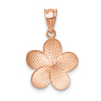 14K Rose Brushed Diamond-cut Plumeria Pendant