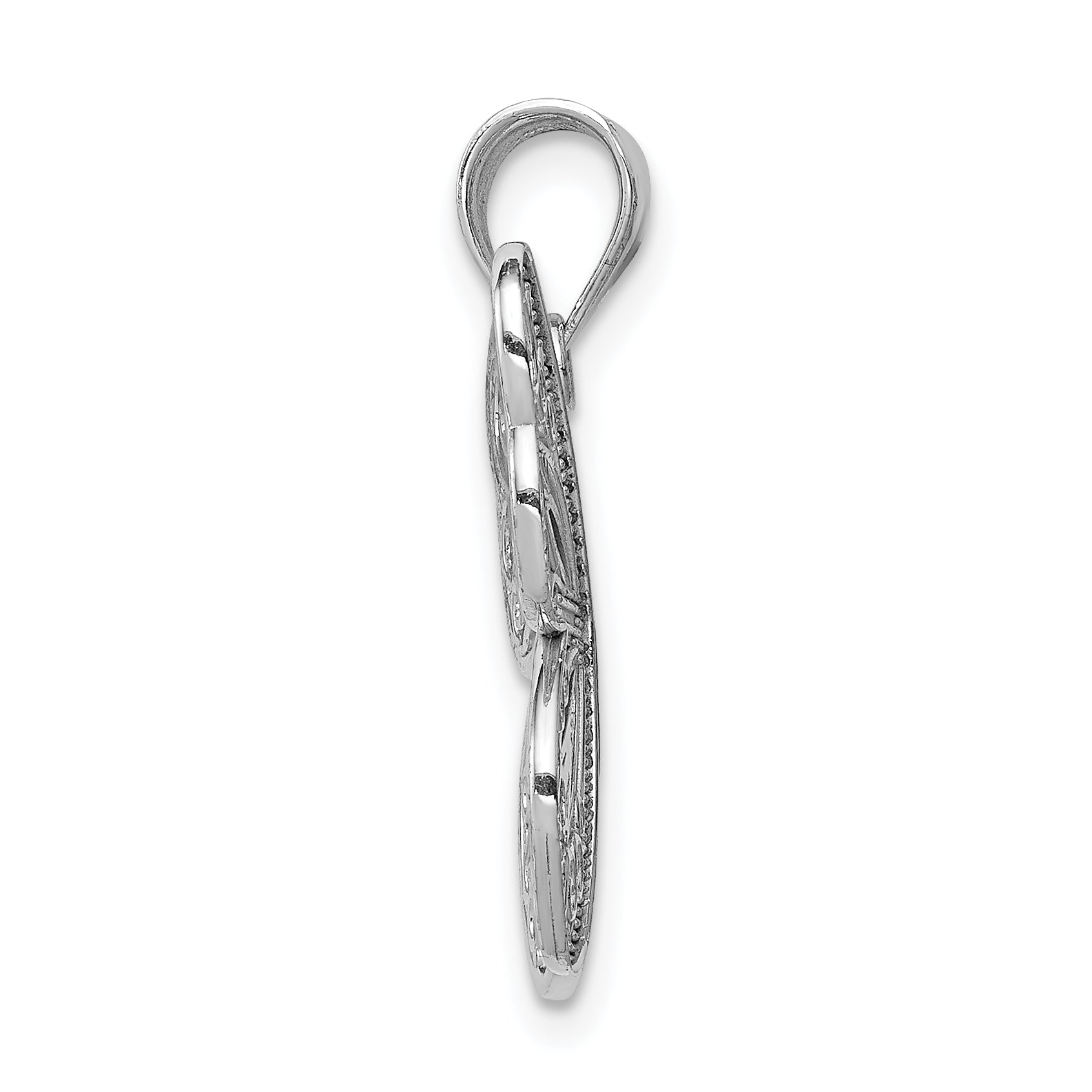 14K White Polished & Diamond-cut Butterfly Pendant Secondary image