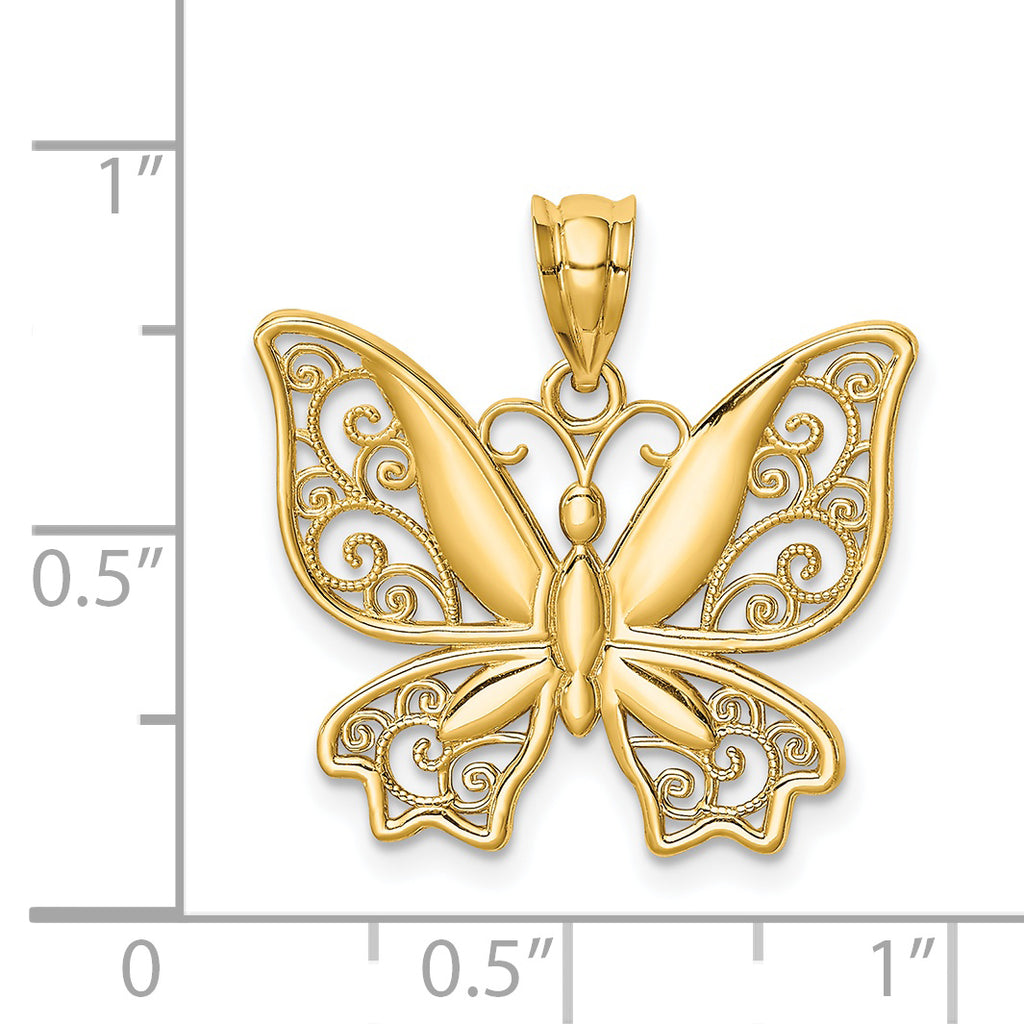 14K Polished Butterfly Pendant