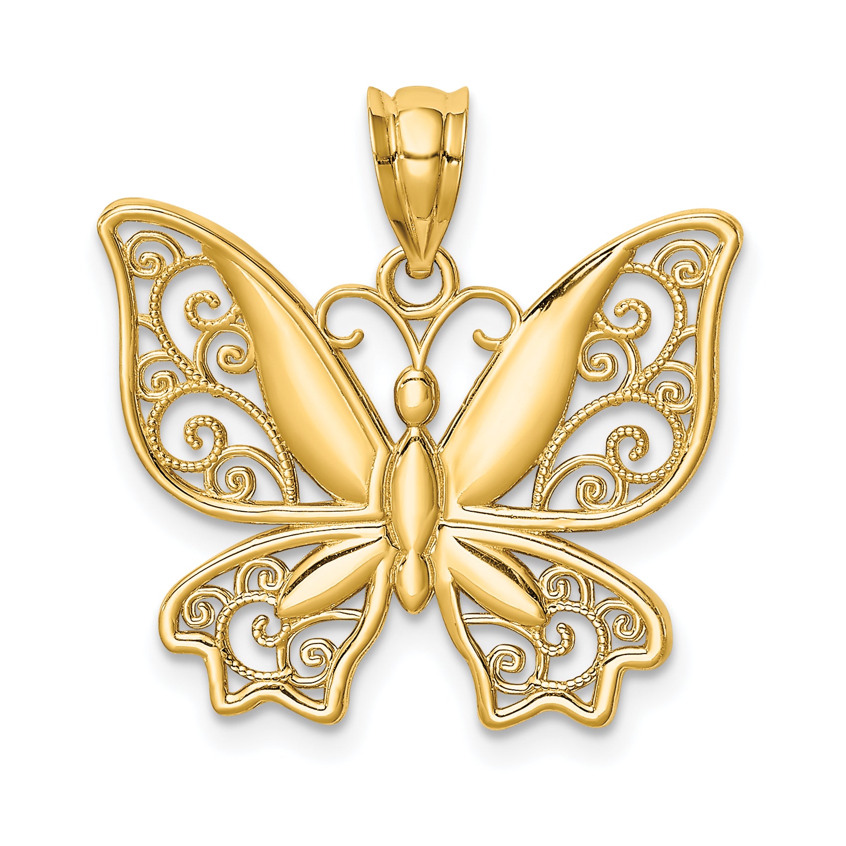 14K Polished Butterfly Pendant Main image