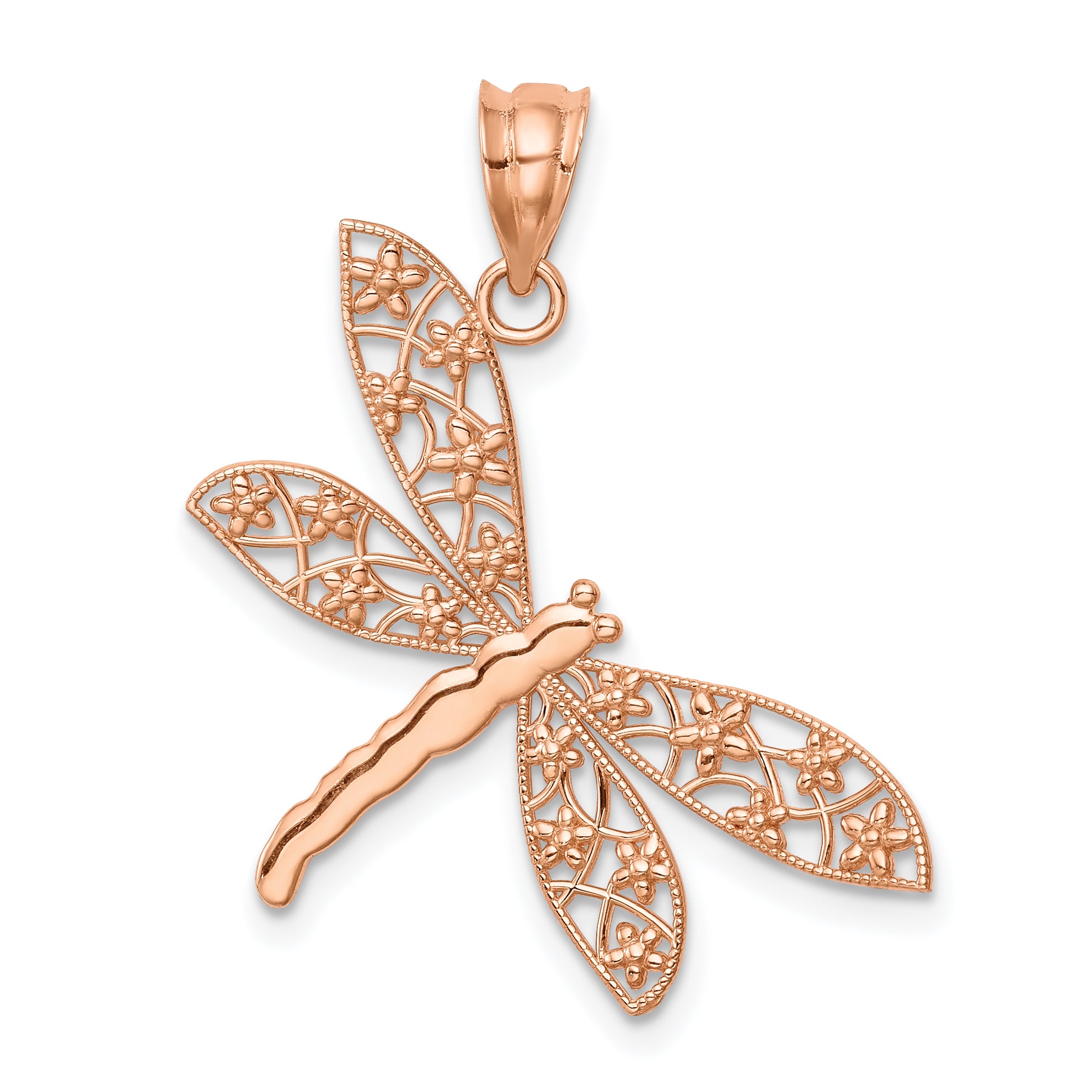 14K Rose Polished Dragonfly Pendant Main image