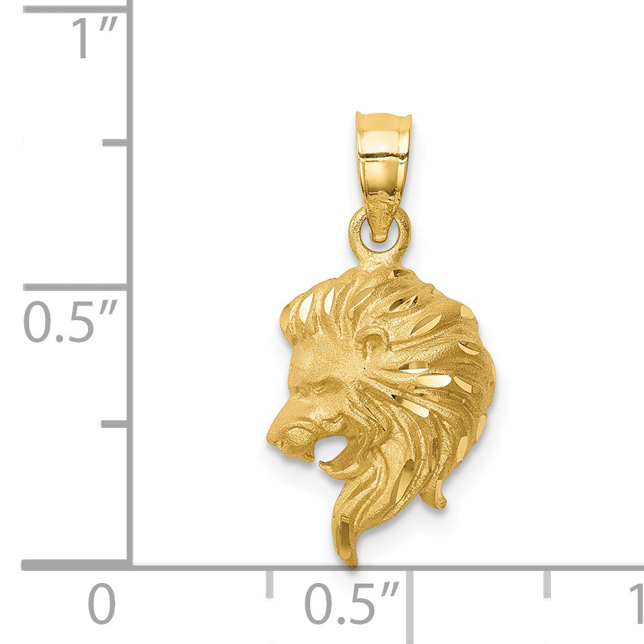 14K Brushed Diamond-cut Lion Head Pendant Secondary image
