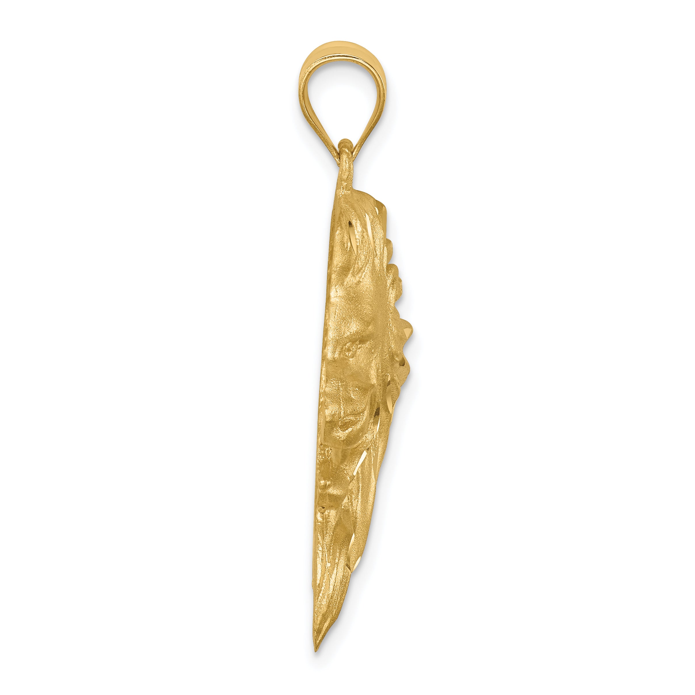 14K Brushed Diamond-cut Lion Head Pendant Secondary image