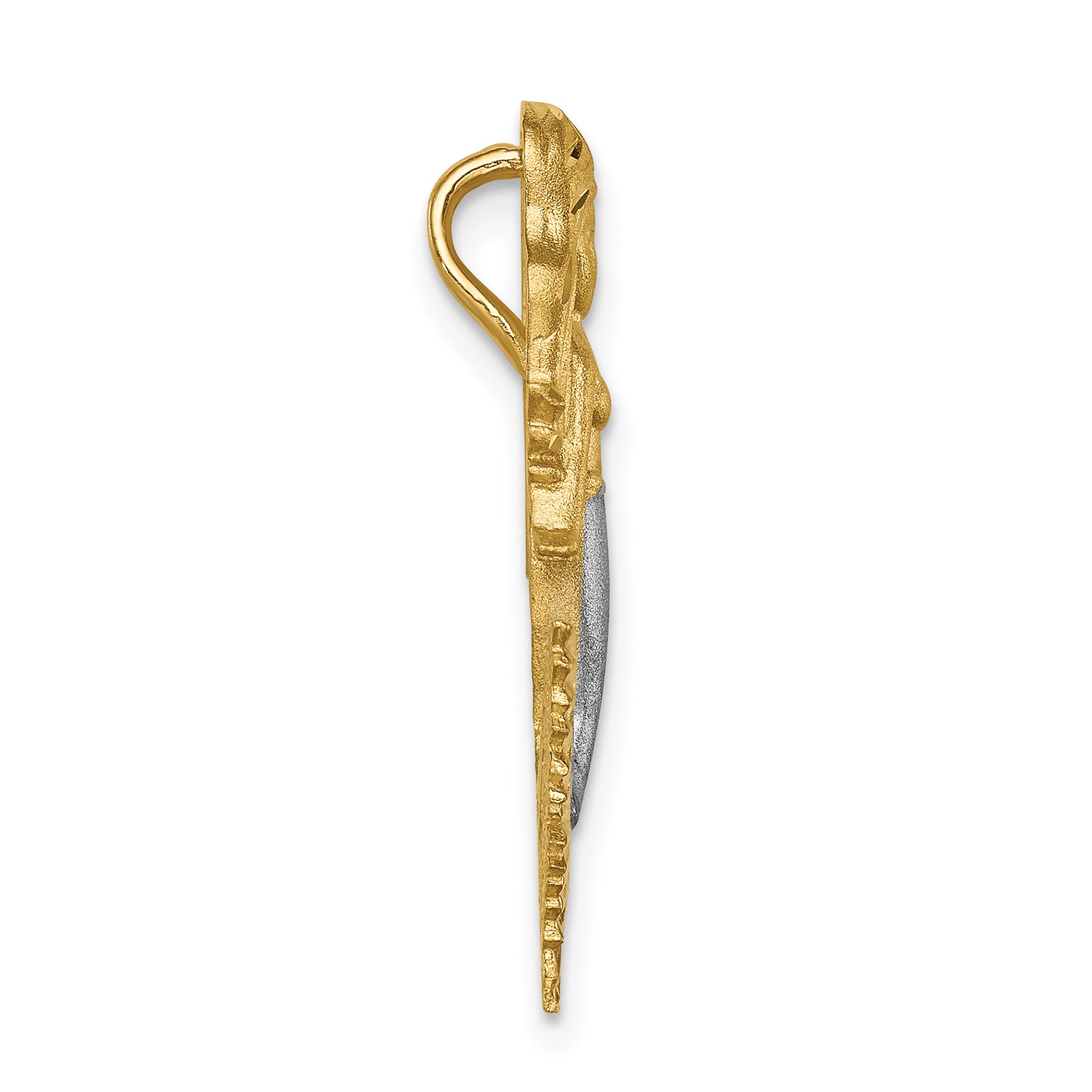14K w/White Rhodium Brushed Diamond-Cut Mermaid Chain Slide Secondary image
