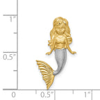 14K w/White Rhodium Brushed Diamond-Cut Mermaid Chain Slide