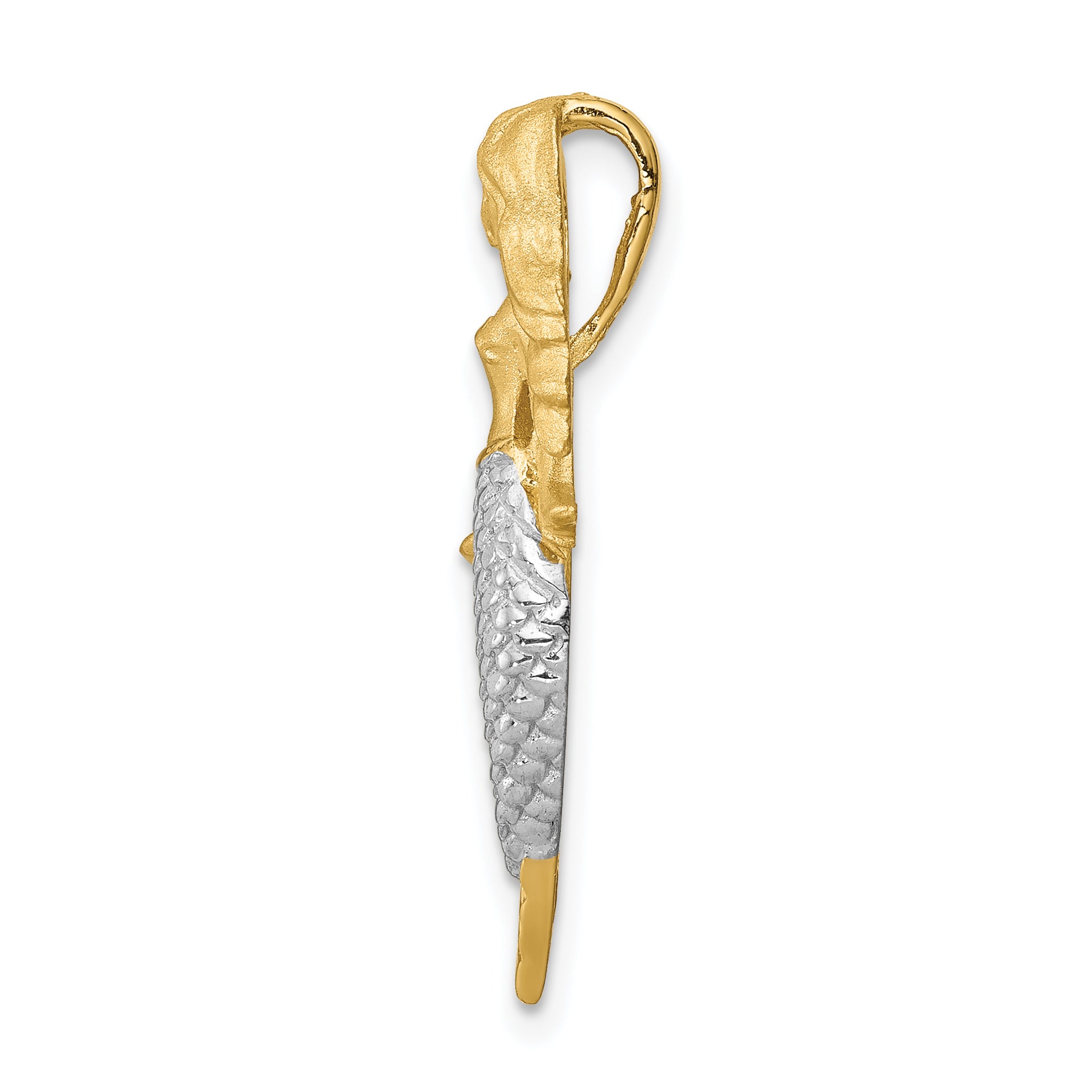 14K & White Rhodium Brushed Mermaid Slide Secondary image