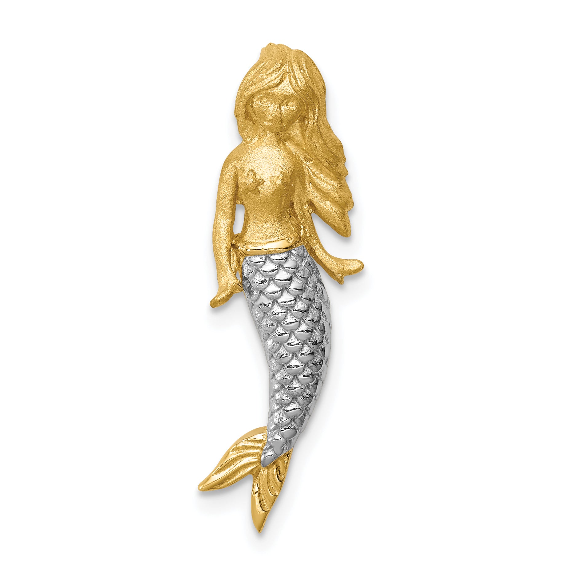 14K & White Rhodium Brushed Mermaid Slide Main image