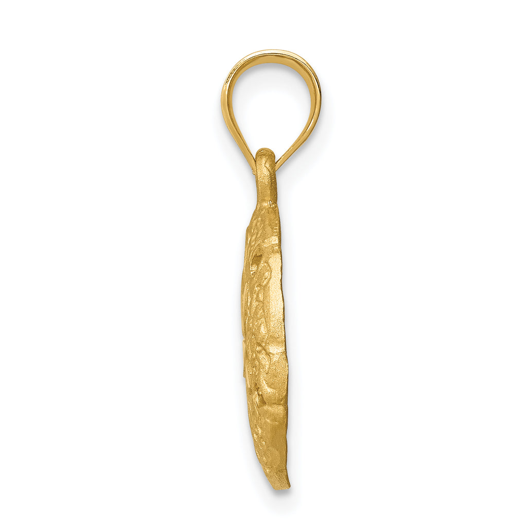 14K Brushed Diamond-Cut Sand Dollar Pendant