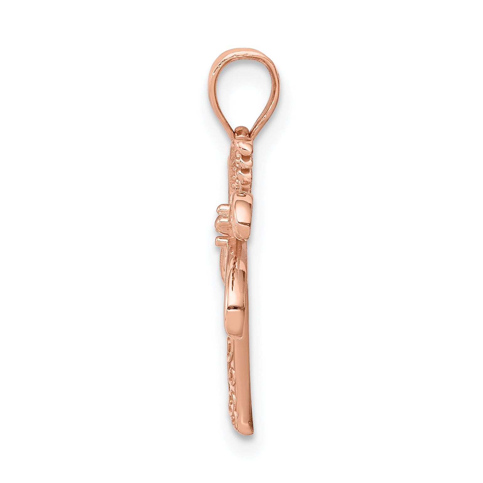 14K Rose Polished Palm Tree Pendant