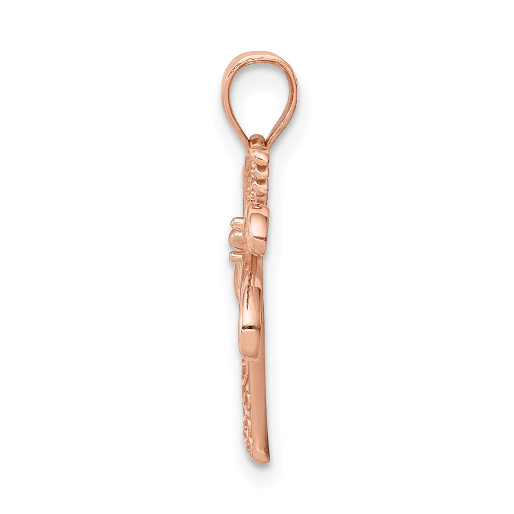 14K Rose Polished Palm Tree Pendant