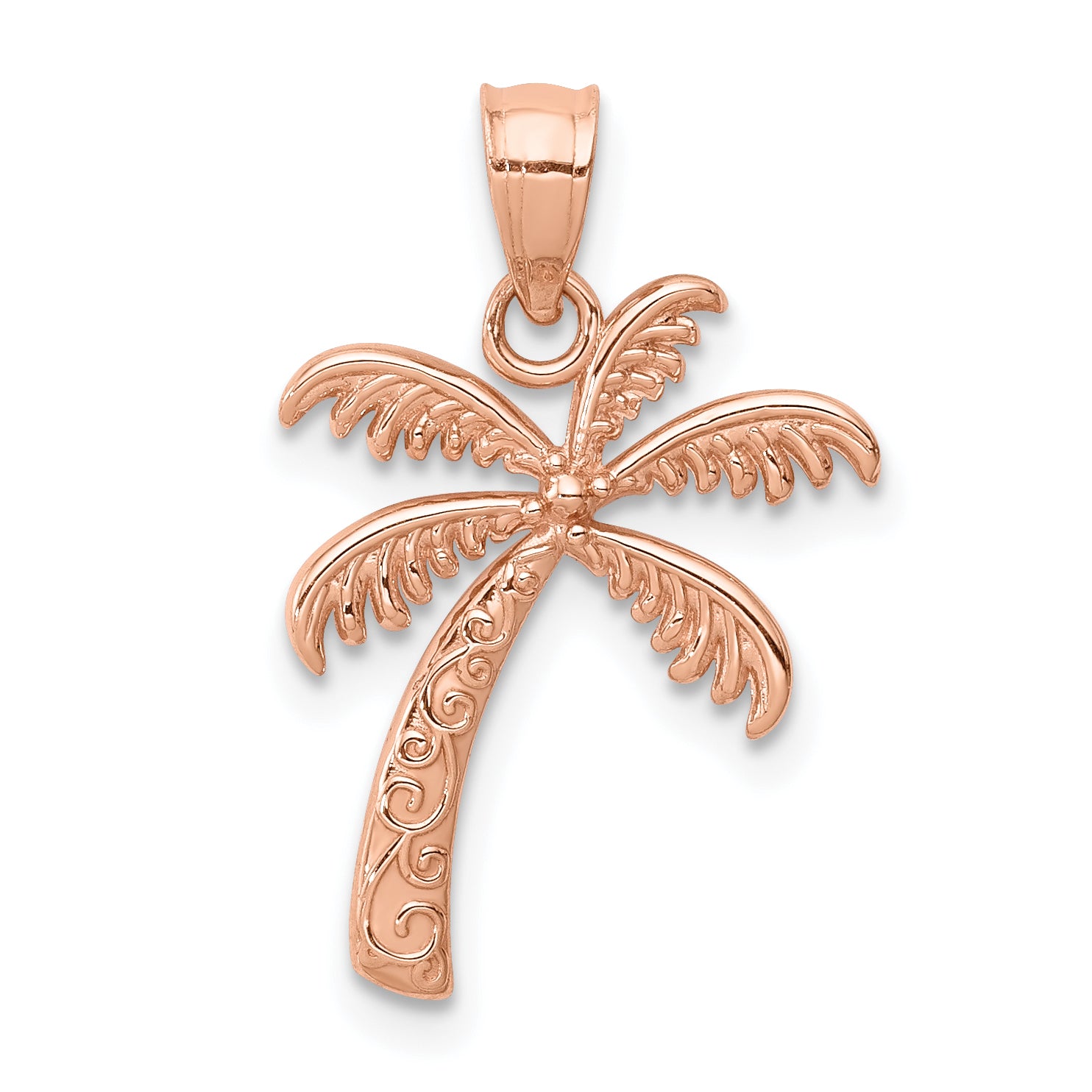 14K Rose Polished Palm Tree Pendant Main image