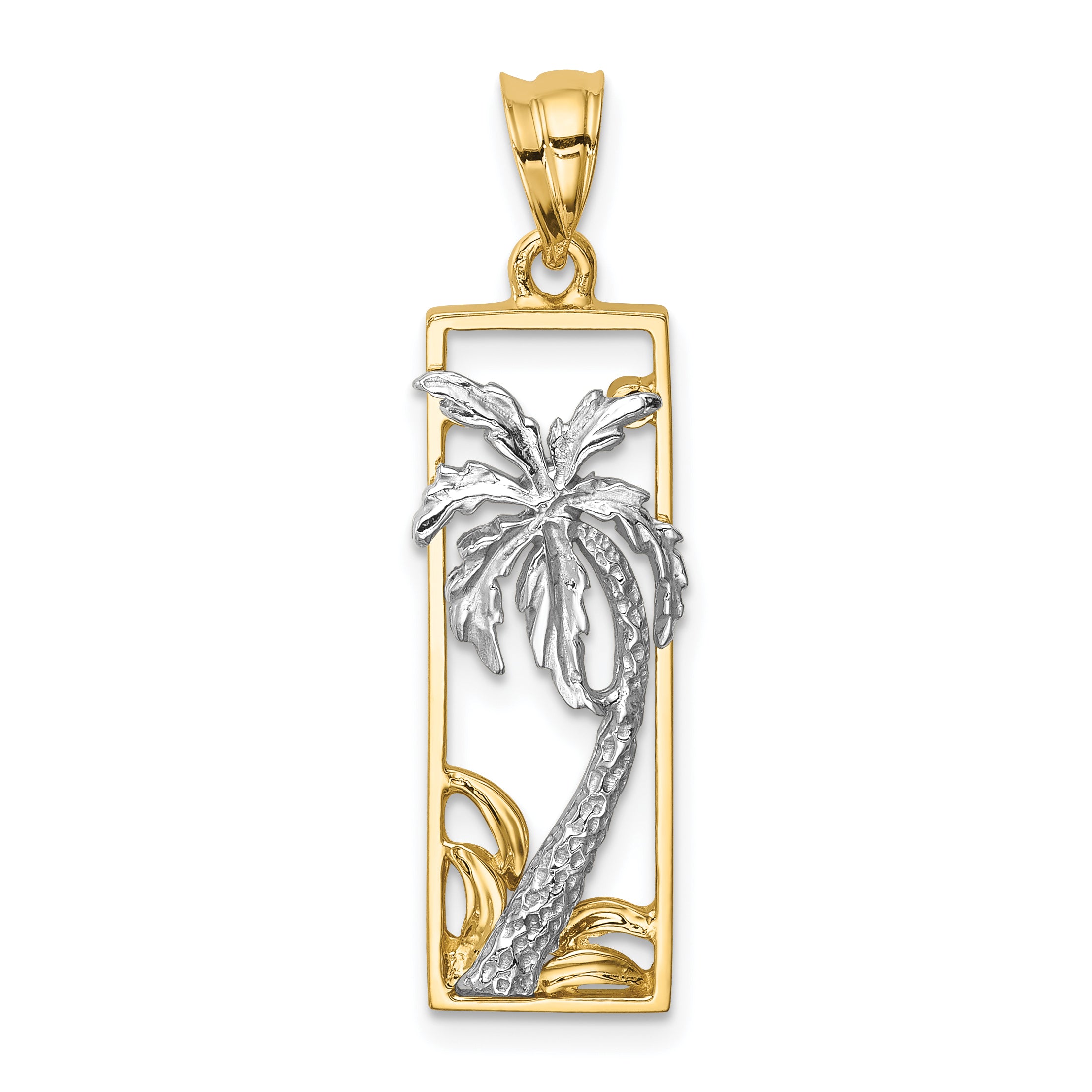 14K Two-tone Palm Tree Pendant Main image