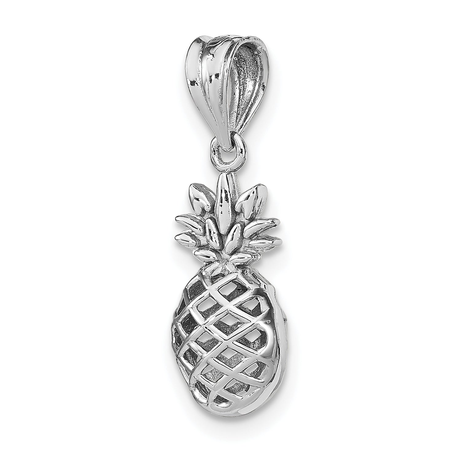 14K White Polished 3D Pineapple Pendant