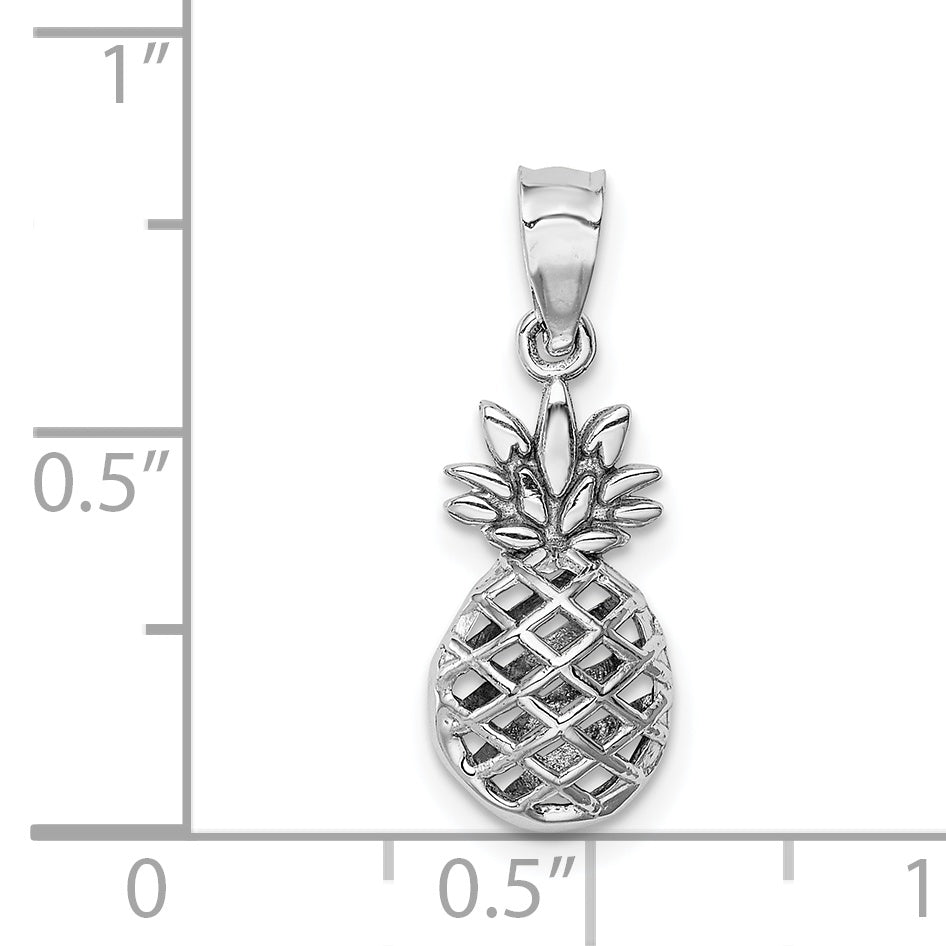 14K White Polished 3D Pineapple Pendant