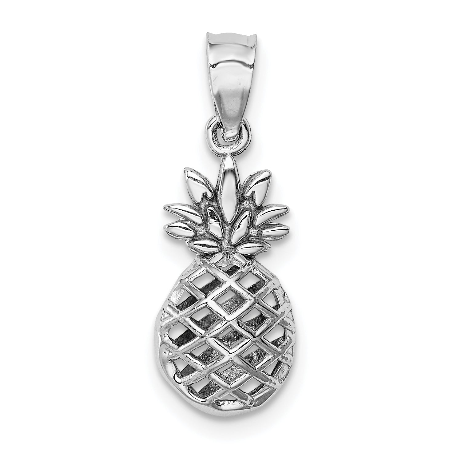 14K White Polished 3D Pineapple Pendant Main image