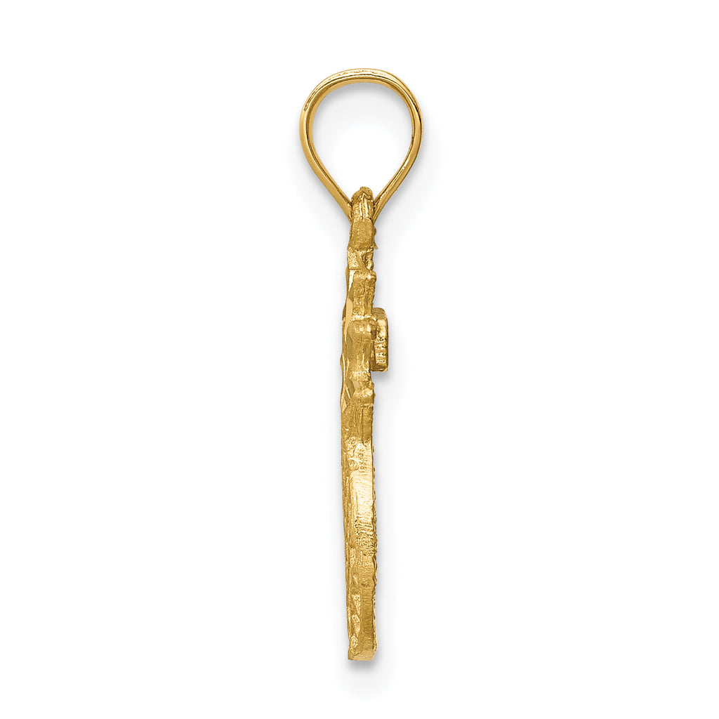 14K Brushed & Diamond-cut Pineapple Pendant