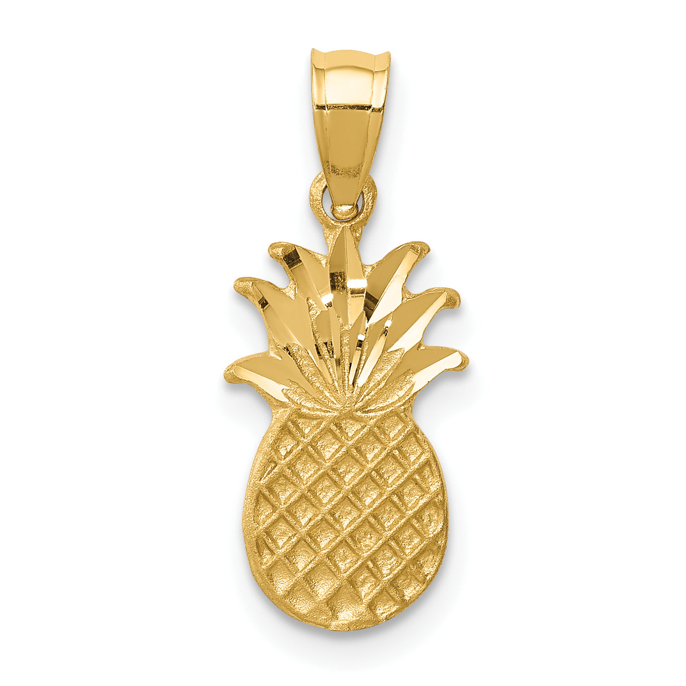14K Brushed & Diamond-cut Pineapple Pendant Main image