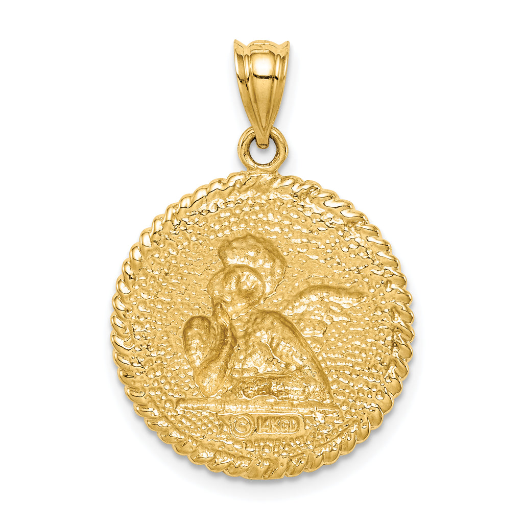 14K Brushed Angel Pendant