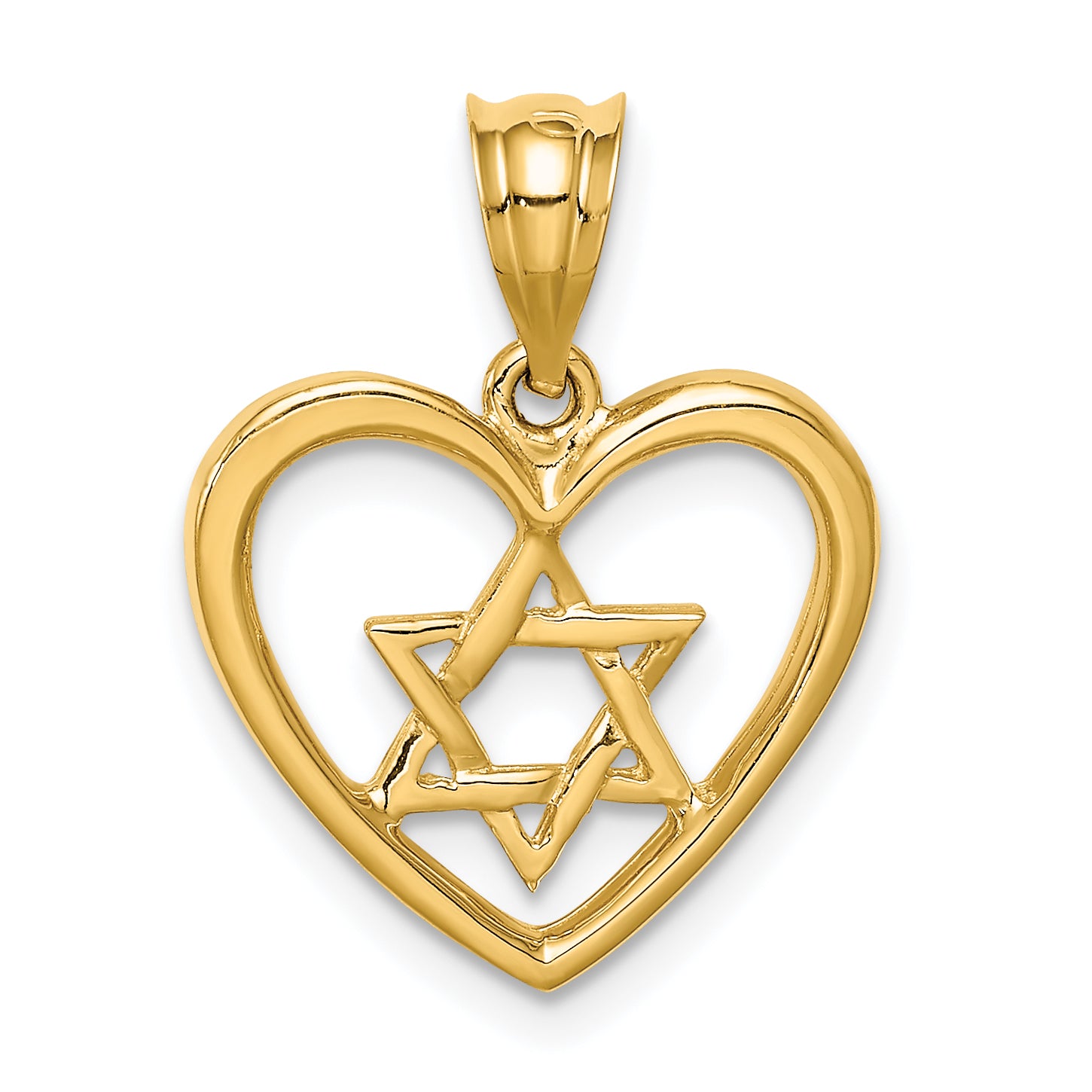 14K Polished Star of David in Heart Pendant