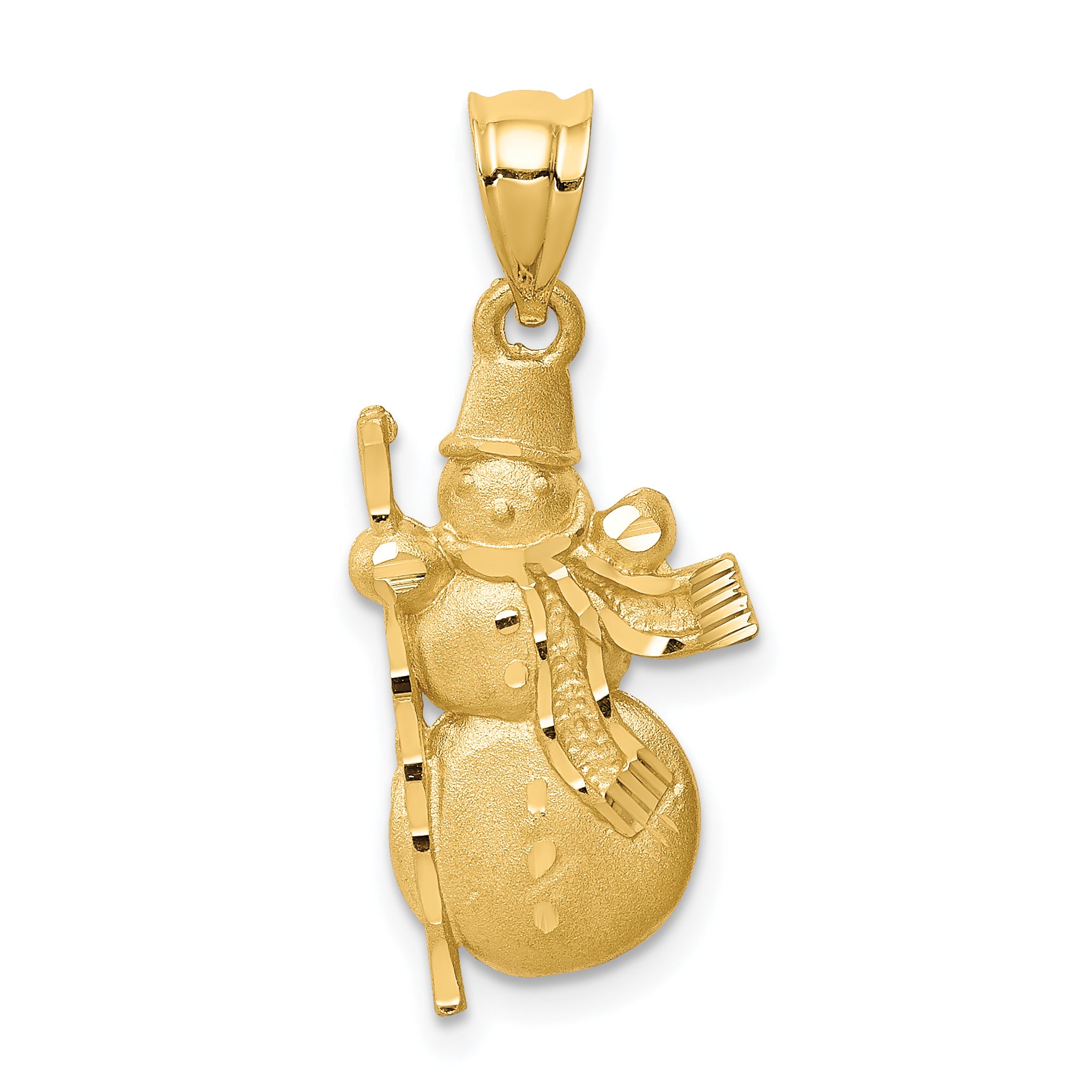 14K Diamond-cut Brushed and Polished Snowman Pendant Main image