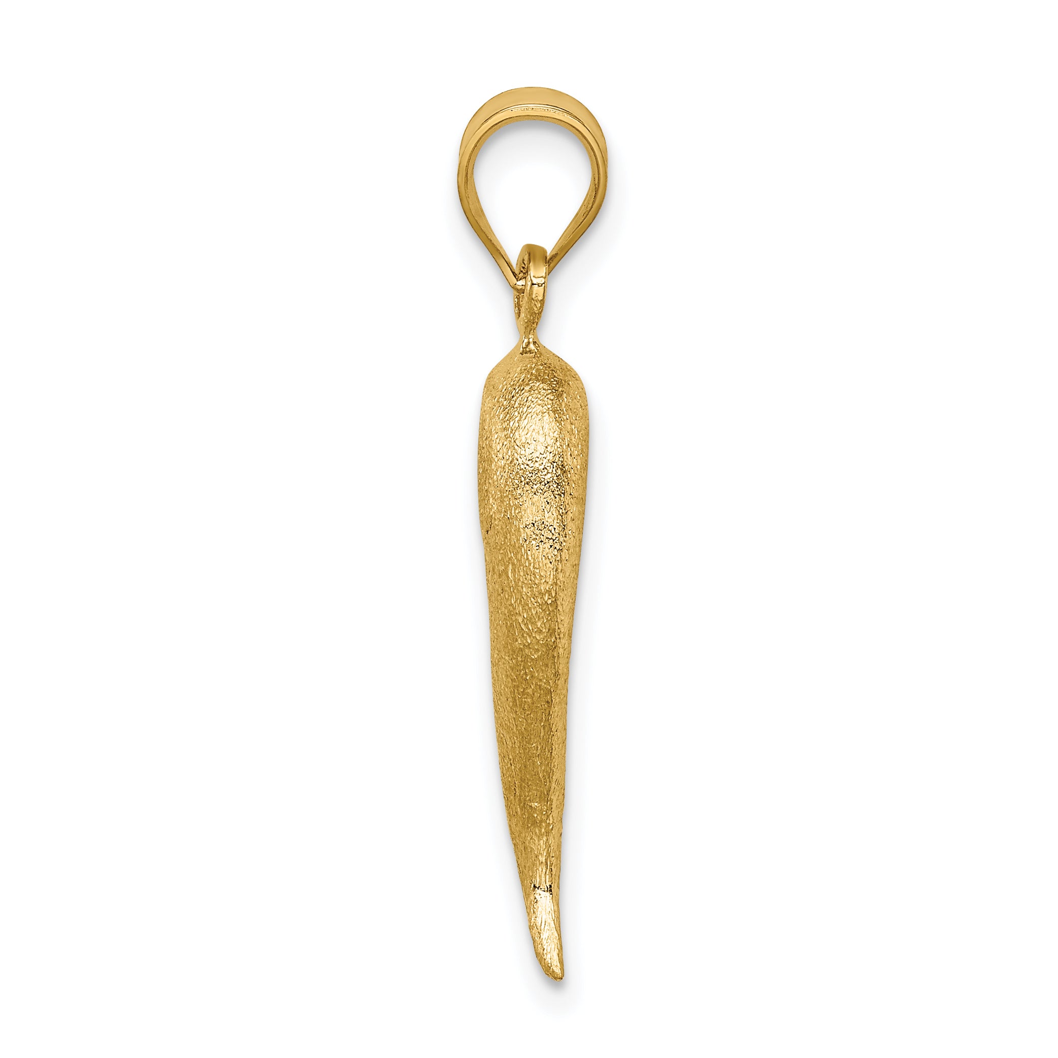 14K Brushed 3D Italian Horn Pendant Secondary image