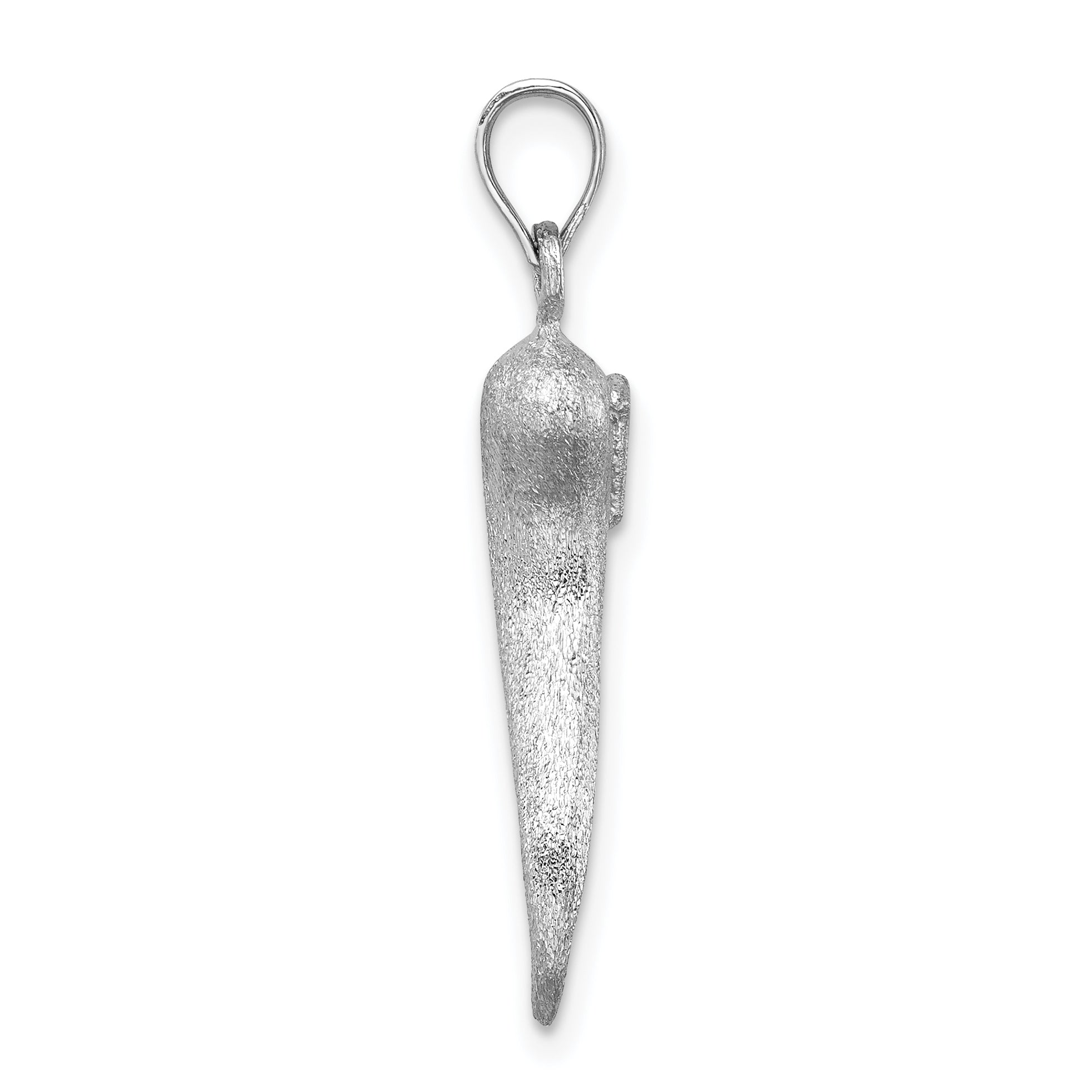 14K White Brushed 3D Italian Horn Pendant Secondary image