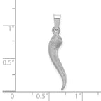 14K White Brushed 3D Italian Horn Pendant