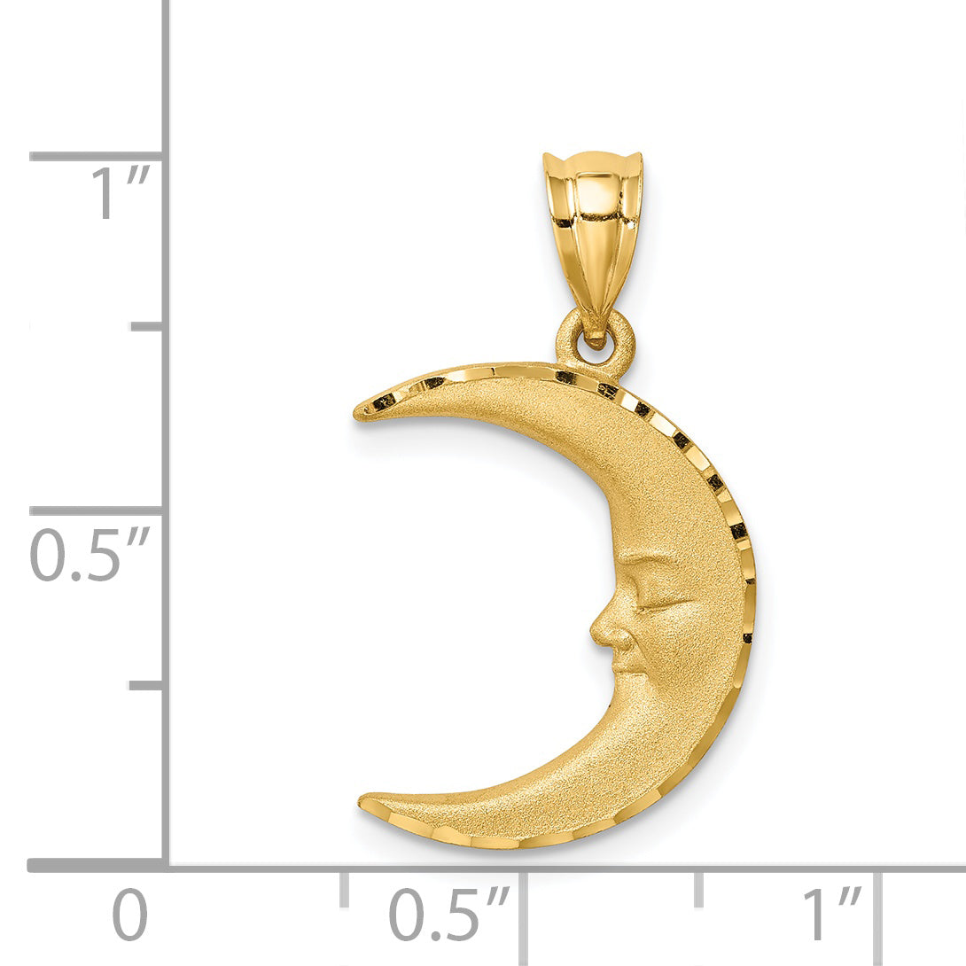 14k Satin Diamond-cut Moon Pendant Secondary image